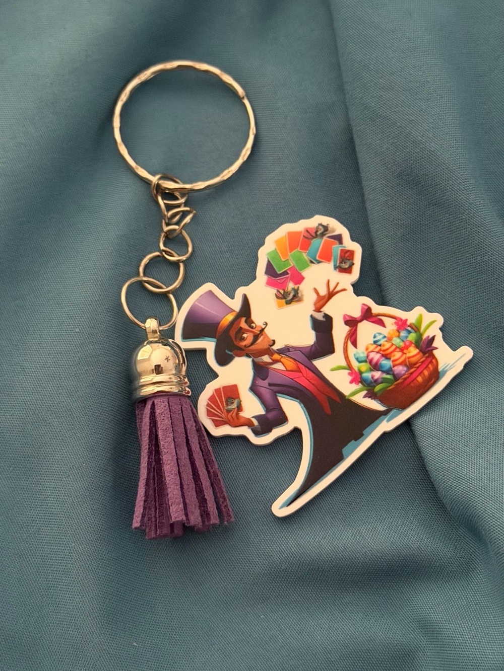 Purple Tassel Keychain with Colorful Magic Character Charm